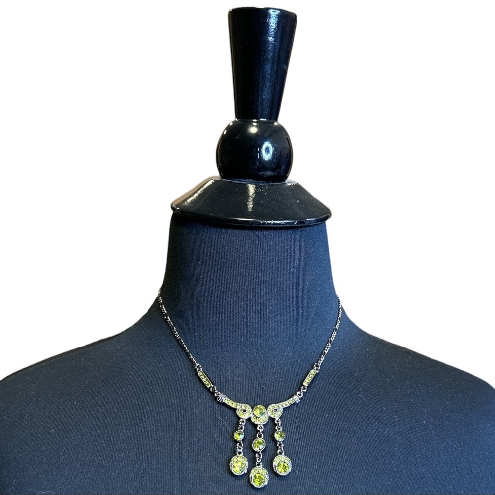 Vintage Cookie Lee Necklace and Earring Set with Green Rhinestones